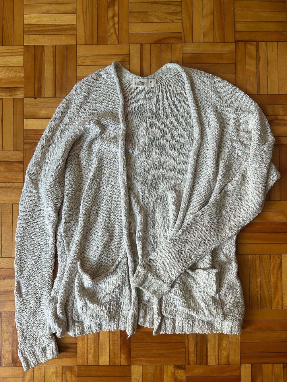 Hollister Women's Open Front Knit Cardigan with Pockets, Cream Beige, Size XS